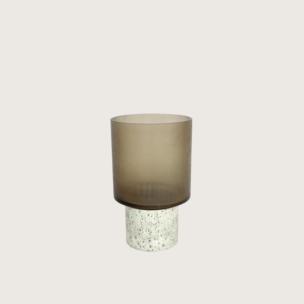 Bruin/beige windlichten met steenstructuur LUUK