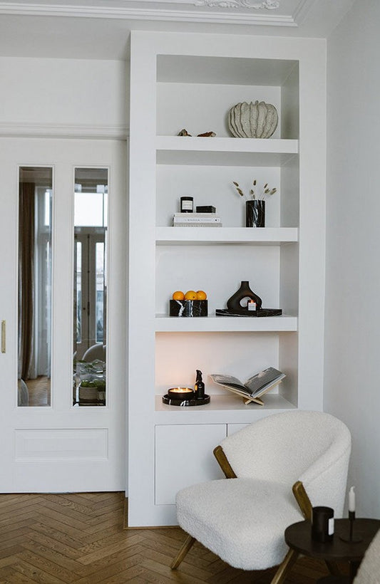 Zwarte ronde marmeren dienblad MILA