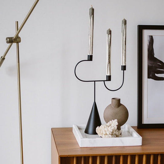 Witte vierkante marmeren dienblad MASE