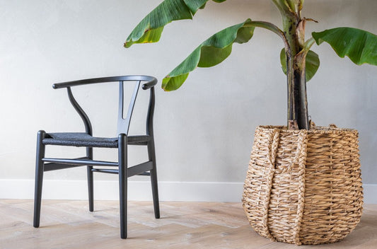 Zwart/zwart eetkamerstoel wishbone STELLA